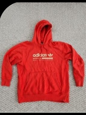 Adidas Orange Pullover Hoodie with Trefoil Logo